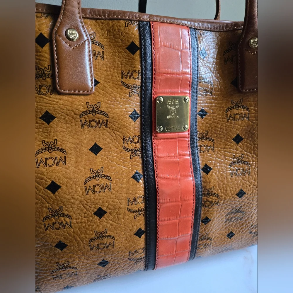 EUC MCM Visetos Croc Embossed Liz Shopper Tote Bag Limited Edition - Picture 2 of 12